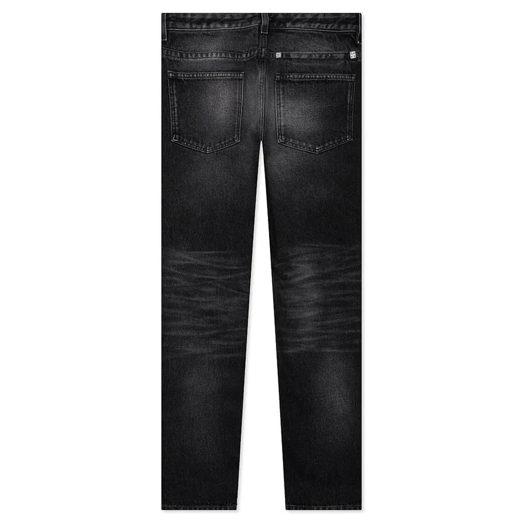 Slim Fit Denim W/ Zips - Black/White