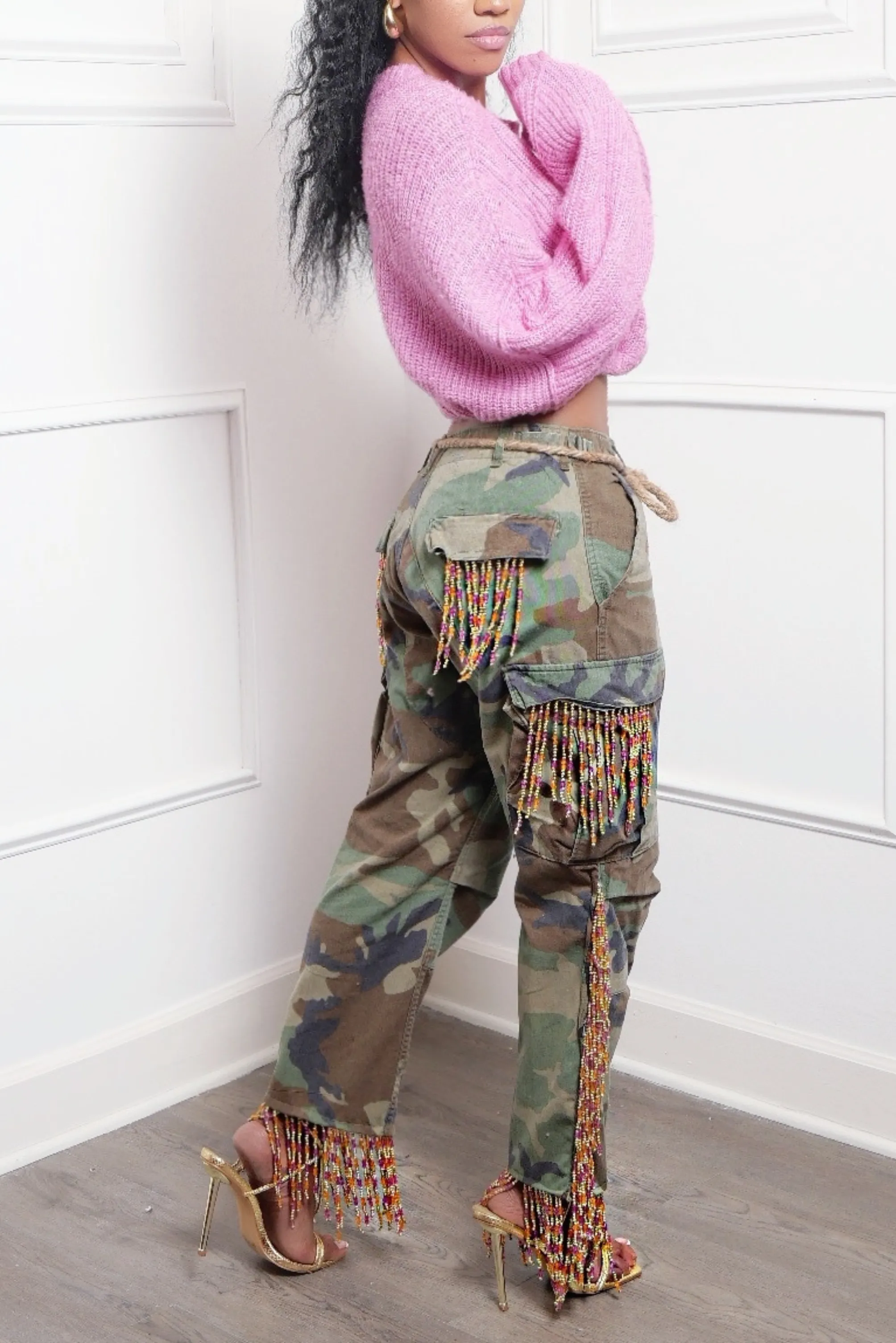 True Woodland Camo festive long beaded Pants