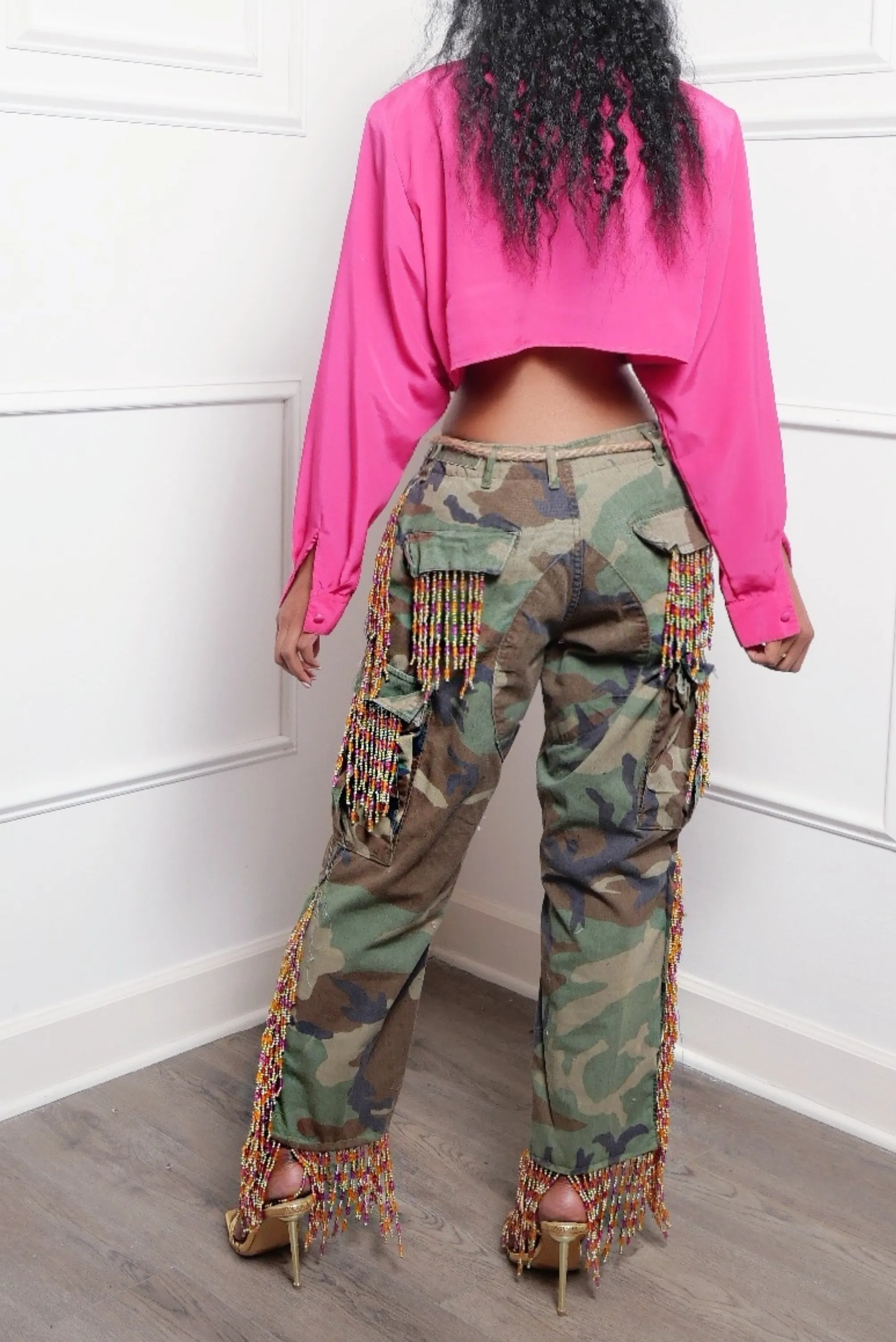 True Woodland Camo festive long beaded Pants