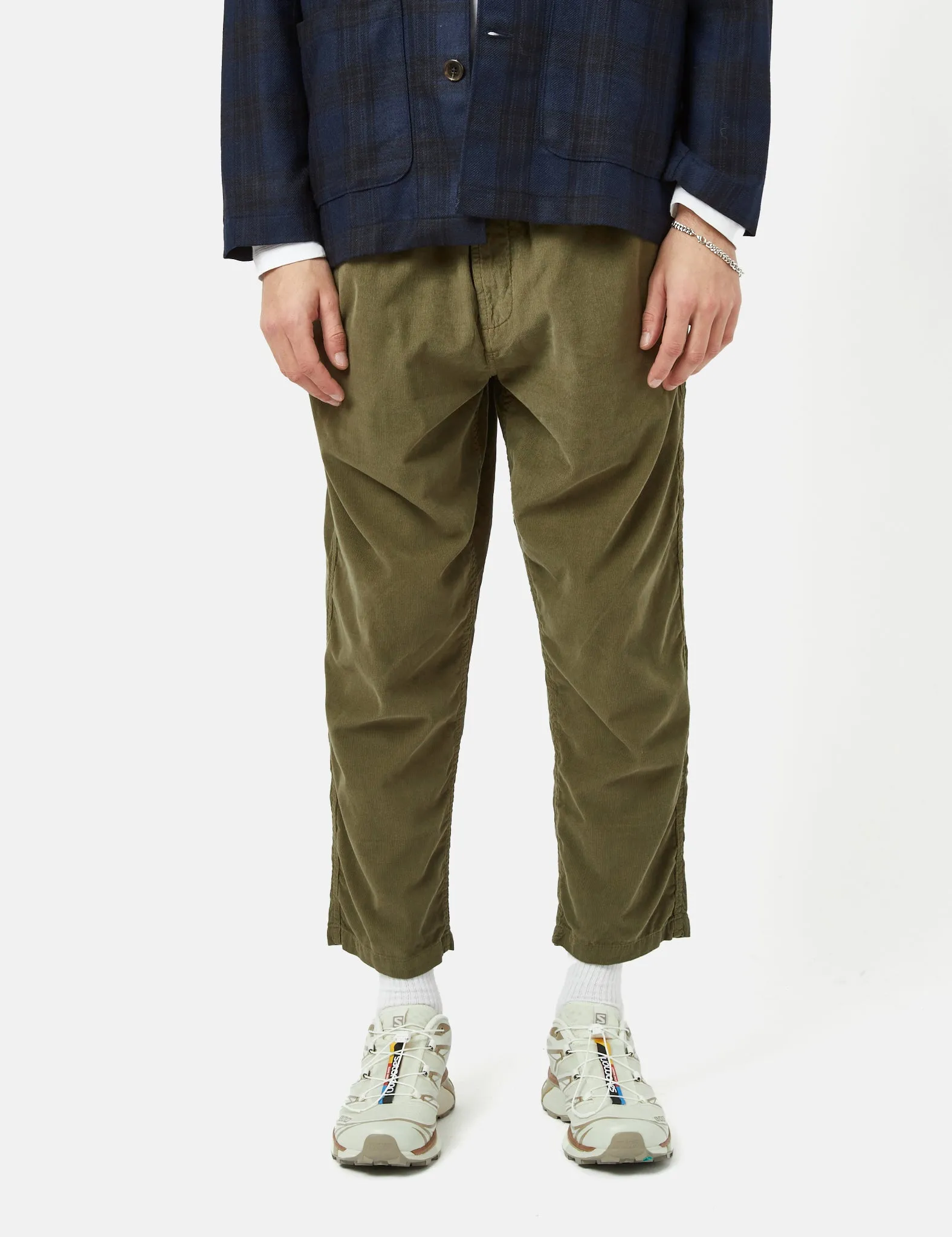 Universal Works Hi Water Trousers (Cord) - Bright Olive Green