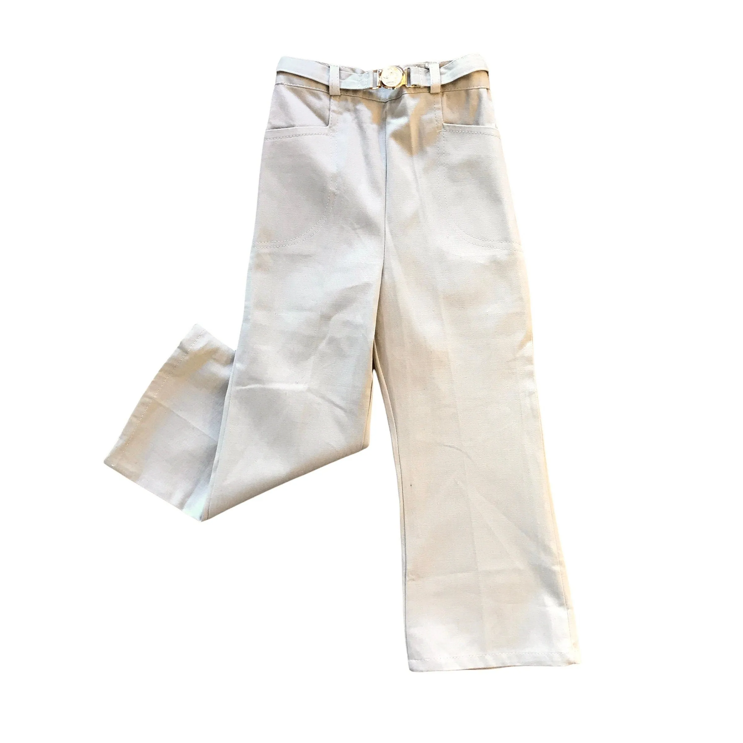 Vintage 60s Beige Flare Trousers /  5-6Y